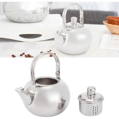 Bollitore - Teiera in acciaio inox 304 - Resistente - Compatibile con piani cottura a induzione - Grigio (1/5)