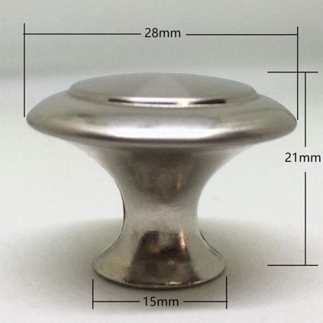 10x Bouton de Tiroir Metal Boutons de Porte de Placard de Cuisine en Aspect Inox Satiné Ronde Argent Poignée de Meuble (1/3)