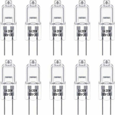 Ulisem G4 Halogenlampen, 12 V, 20 W, Warmweiß 3000 K, 350 lm, dimmbar, klar, 10er-Pack (1/4)