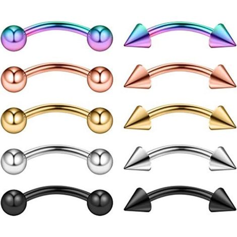 10 anelli per piercing rook, sopracciglio, elice, cartilagine, trago, orecchio, banana ball, orecchini aderenti per piercing al labbro e all'ombelico per donna (8 mm)