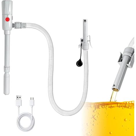 Pompe de transfert électrique, 2,8 GPM, pompe à essence pour bidon, double alimentation (USB-C/AA), pompe de transfert électrique avec arrêt automatique pour essence, diesel, tube d'aspiration (1/5)