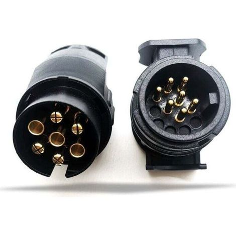 13/7 Nouvelle Version Adapteur Prise Remorque Attelage 13 Broches vers 7 Broches pour Remorque de Voiture en 13 Broches ,2Pcs Noir (1/4)