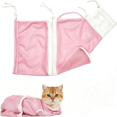 Sac de bain pour chat polyesters respirant, lavage et toilettage, réglable, anti-rayures (1/5)