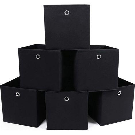 Lot de 6 Boîte de Rangement Pliable, Tissu Non Tissé, Carton Renforcé, 30x30x30 cm, Pour Placard, Étagère, Chambre