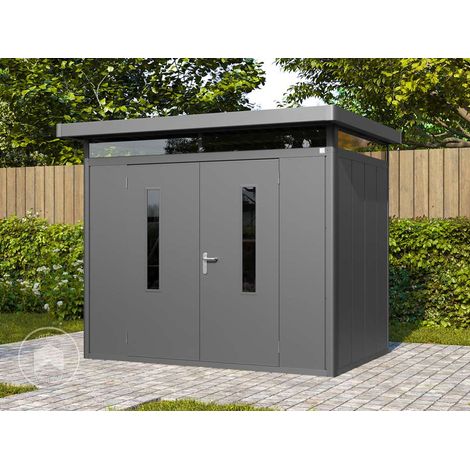 GFP Primeyard Caseta de jardín metálica 263x180x231 cm Cobertizo exterior antracita (1/5)