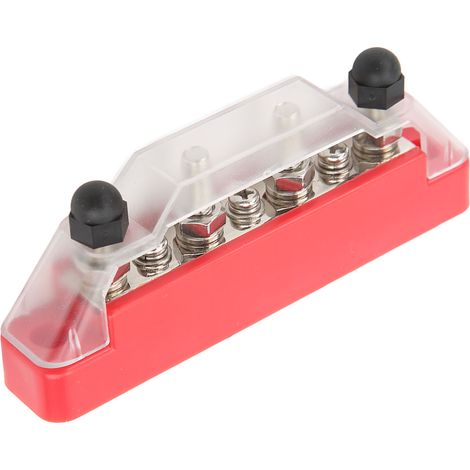 Bornier de distribution électrique 48 V 150 A à 4 bornes, barre omnibus 7 voies avec couvercle, rouge, pour voitures, camping-cars et bateaux (1/5)