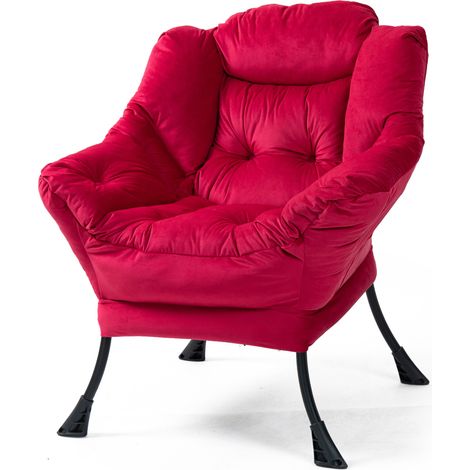 Fauteuil relax pliant avec structure métal, poche latérale, appui-tête rembourré et charge 200 lb, pour salon, chambre ou balcon CHICFURN (1/5)