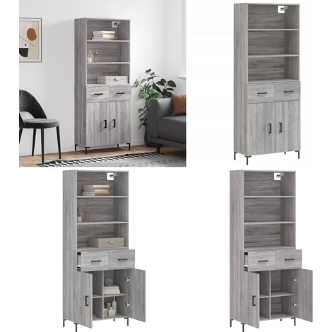 Highboard Grau Sonoma 69,5x34x180 cm Holzwerkstoff - Holzwerkstoff - Schrank (1/5)
