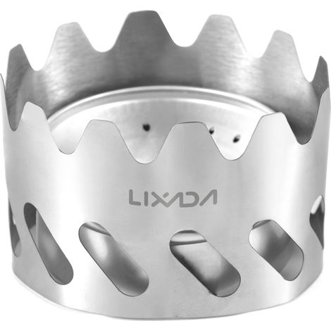 Mini réchaud de randonnée 80 ml, brûleur à alcool en aluminium avec petit pare-brise en acier inoxydable, camping portable pour camping, randonnée, survie (1/5)