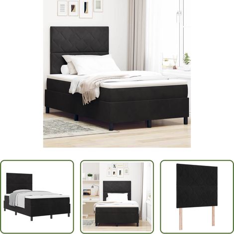 Schlafzimmer - Boxspringbett mit Matratze Schwarz 120 x 190 cm Samt (1/5)