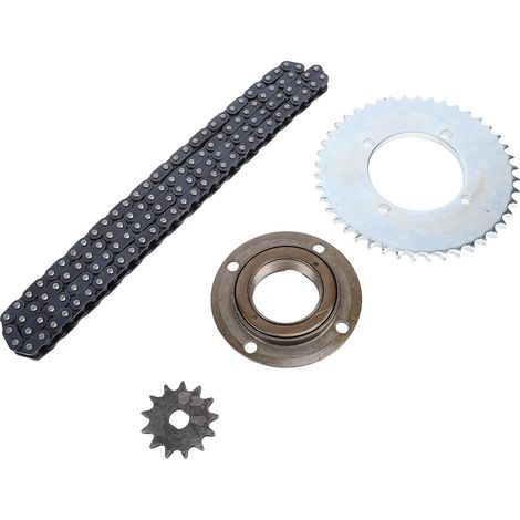Kit chaîne et pignons avant/arrière T8F en acier, 120 maillons, pignon avant 13 dents, trou en H de 10 mm, pignon arrière 44 dents, roue libre sans dents pour moto (1/5)