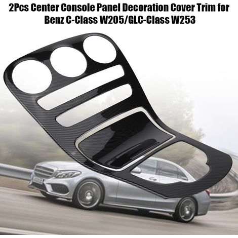 Habillage Décoratif pour Console Centrale Mercedes-Benz Classe C W205 et Classe GLC W253 (15-18) Revêtement Carboné ABS (1/5)