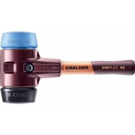 HALDER SIMPLEX maza blanda TPE / rellena de caucho con carcasa de hierro maleable y mango de madera - D=80 mm - Mango extra corto - 3012.082