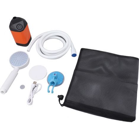 Douche électrique extérieure de camping 10 W 4800 mAh 5 V 2 A, douche à pression électrique pour le surf et la plongée, orange (1/5)