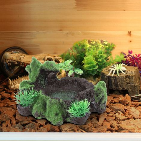 Plantes artificielles en résine ZR-012, gamelle pour poissons, lézards et reptiles, distributeur d'eau et de nourriture pour tortues, ornement d'aquarium (1/5)