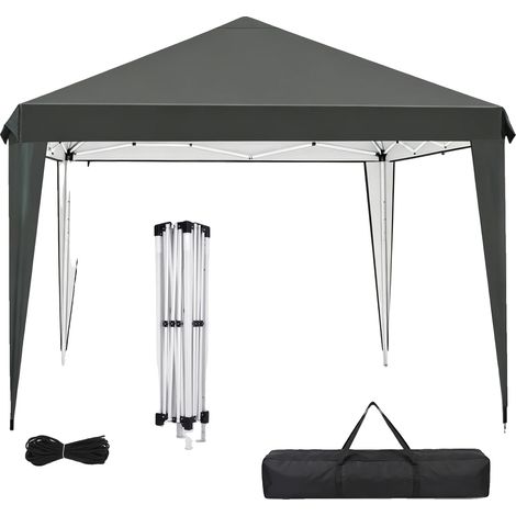 Caseta de jardín con toldo impermeable y diseño de fácil montaje, color gris. (1/2)