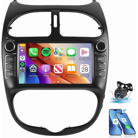 Pour PEUGEOT 206 206CC 206SW 2000-2008 Android 14 CarPlay Autoradio GPS WiFi 2+64G CAM