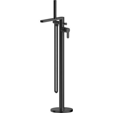 Freestanding Round Bath Shower Mixer Tap - Matt Black
