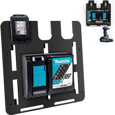 Support Mural pour Batteries et Chargeurs - Stable pour 3 Batteries et Porte-Chargeur - Pour Perceuse-Visseuse Sans Fil - Atelier et Garage (1/5)