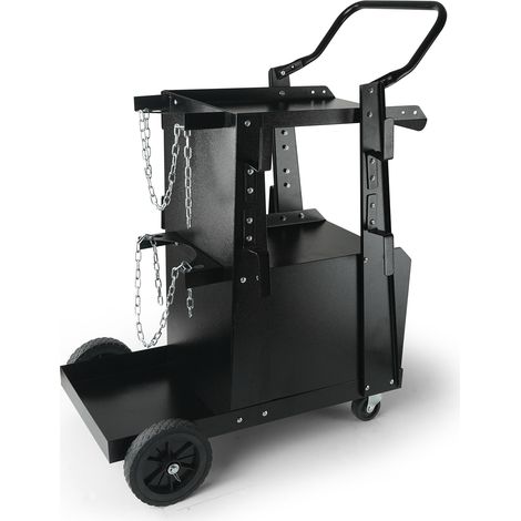 VEVOR Chariot de Soudage a 2 Niveaux Chariot Poste a Souder Armoire Antivol Verrouillable Charge 120 kg Roues 360° Chaines Securite Stockage Reservoirs pour Atelier TIG ARC MMA Decoupeur Plasma