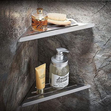 Set di 2 mensole angolari per doccia in acciaio inox 304 per pareti piastrellate, mensole a incasso per la ristrutturazione del bagno (spazzolate) (1/5)