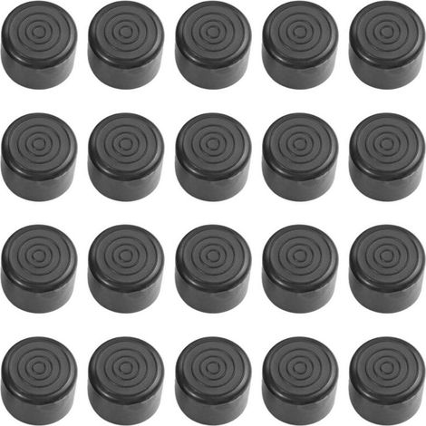 Lot de 20 embouts de chaise en caoutchouc – Tapis de protection de sol pour pieds de meubles, protections de sol anti-rayures en PVC, coussinets d'extrémité de table en noir (25 mm) (1/5)
