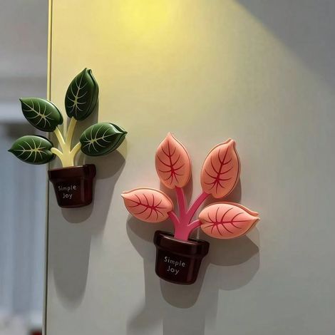 Lot vert : Pinces de scellage magnétiques, aimant de réfrigérateur créatif pour plantes en pot, organisateur pour fermeture de sacs de snacks (1/4)