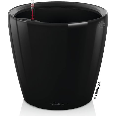 LECHUZA® Pflanzgefäße CLASSICO Premium LS 43 Schwarz hochglänzend All-in-One