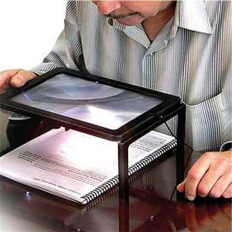 Leselupe für ganze Seiten mit LED-Beleuchtung, Geschenk-Leselupe für ganze Seiten, Stereo-Leselupe mit klappbarem Ständer (1/4)