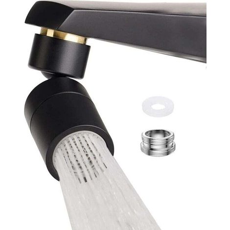 Aireador para grifo de cocina, aireador negro para grifo, aireador giratorio negro para grifo, aireador de 2 modos para grifo de cocina, con adaptador de rosca para FM22, M24 (negro) - Crezuo