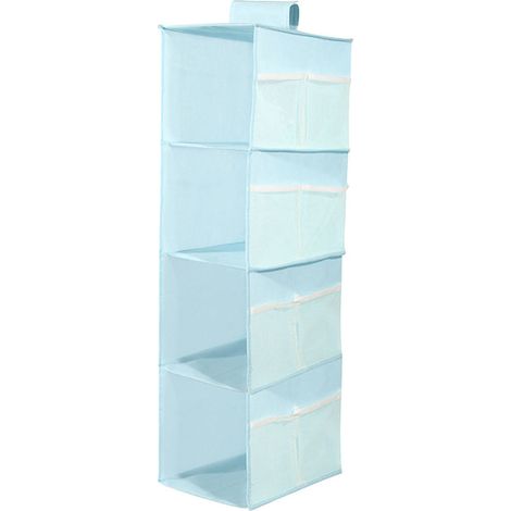 Pochette de Rangement Suspendue 4 Couches en Toile Oxford Lavable et Pliable pour Soutiens-gorge, Sous-vêtements et Chaussettes, Bleue (1/5)