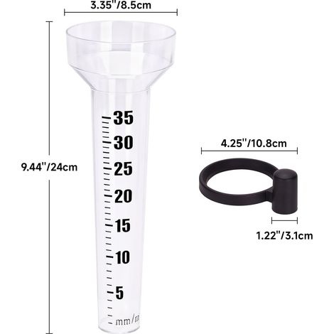 KINGLAKE 2PCS Pluviometre Exterieur Jardin, Pluviomètre Plastique avec Titulaire, pour Jardin Fermes-Transparent (1/4)