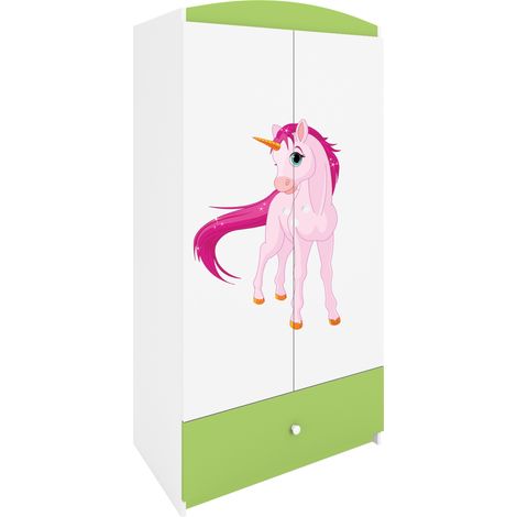 Kinderkleiderschrank mit Schublade Grün – Babydreams (1/5)