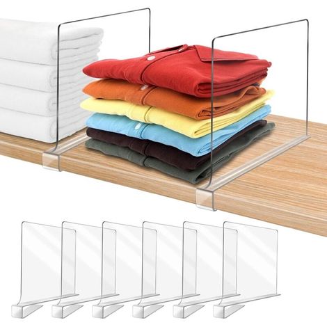 6 Pièces Séparateurs D'étagère Acrylique pour Armoire,Separateurde Penderie pour Organiser Vêtements,Séparateurs Etagère (1/5)