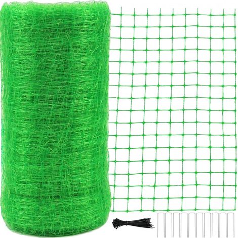 Rete anti-uccelli da 2,1 m x 30,5 m, rete in plastica per piante da giardino, rete protettiva per alberi da frutto, ortaggi, fiori, piante, vigneti, recinzioni - con 50 fascette e 10 picchetti a U.
