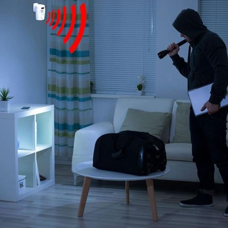 Allarme wireless con rilevamento di movimento per casette da giardino - Sicurezza domestica - Alimentato a batteria - per garage estivi, roulotte - Sistema di allarme - con 2 telecomandi (1/4)