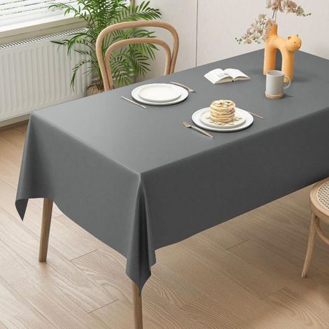 140 x 200 cm,Gris Clair Nappe AntiTaches Lavable, Nappe rectangulaire imperméable, pour Salle à Manger, Jardin, fête, Mariage ou Maison (1/5)