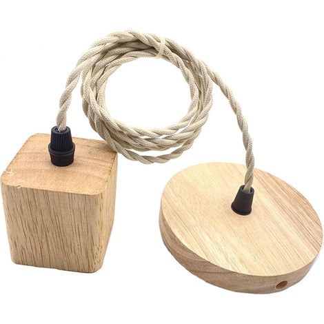 1 Suspension Bois E27, Cordon 1m, Luminaire Vintage, Pour Chambre, Cuisine