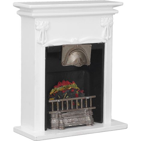 Cheminée miniature 1:12 pour maison de poupée, décoration réaliste et mignonne, accessoire de jouet détaillé (1/5)