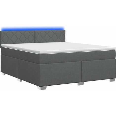 Maison Exclusive - Letto con Box Spring, Materasso e LED Grigio Scuro 160 x 200 cm (1/5)