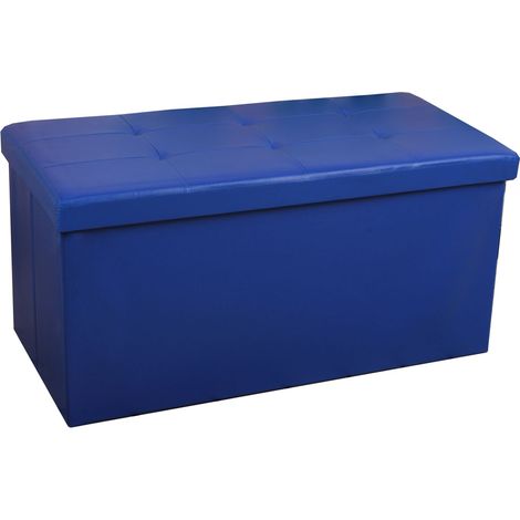 Coffre de Rangement Pouf Pliable PVC 76cm - bleu