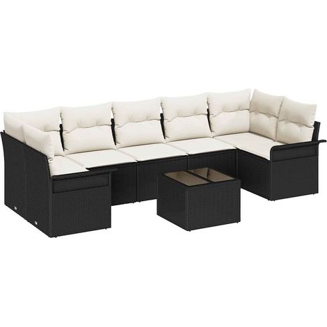 Maison Exclusive - Set Divano da Giardino 8 pcs Nero e Crema polyrattan