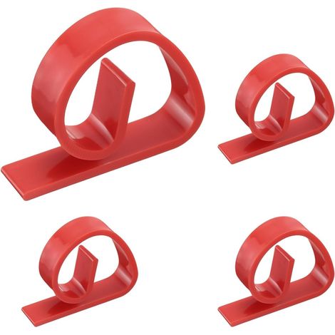 Lot de 4 pinces à nappe en plastique - 4,6 x 3,5 cm - Pour maison, fête, pique-nique, mariage, camping, table à manger, rouge (1/5)