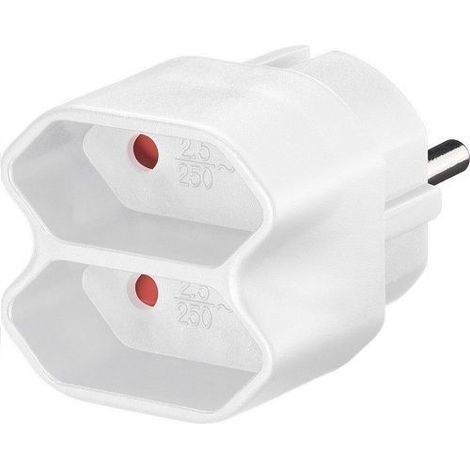Adaptador doble de Enchufes Europeo  Blanco (1/4)