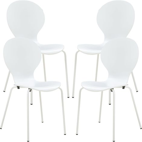 Set di 4 sedie da pranzo 85 x 48 x 50 cm design moderno robuste bianche 030009816