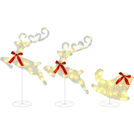 Renne de Noël avec traîneau 3 pc 72 LED Blanc chaud vidaXL (1/5)