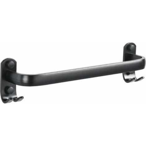 Porte-serviettes mural pour salle de bain et cuisine, barre en métal noir 40 cm, design moderne et compact, support stable pour serviettes éponges et torchons (1/4)