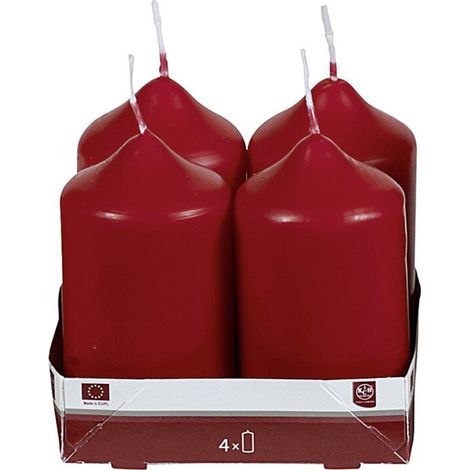 Heider GmbH Stumpenkerze 9xØ5cm bordeaux 4 Pack - 6 Stück