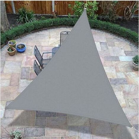 Voile d'ombrage Triangulaire 3 x 3 x 3m Toile Ombrage Une Protection des Rayons UV pour Extérieur,Terrasse,Jardin - Gris (1/5)