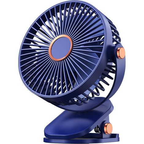 Ventilateur clip rechargeable avec LED, flux d’air puissant, rotation 720 degrés, pour bureau, maison et camping (1/5)